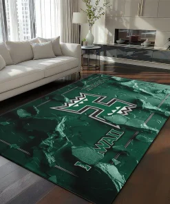 Hawaii Rainbow Warriors Rug - Cracked Surface Design Green