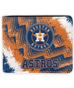 Houston Astros Wallet - Custom Leather Logo Blue Orange