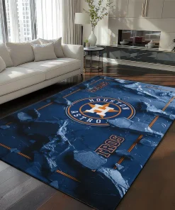 Houston Astros Rug - Cracked Surface Design Blue