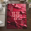 Houston Cougars Rug - Cracked Surface Design Red