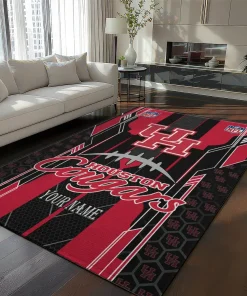 Houston Cougars Rug - Personalized Football Laces Red