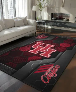 Houston Cougars Rug - Hexagonal Grid Pattern Red