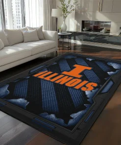 Illinois Fighting Illini Rug - Torn Mesh Blue