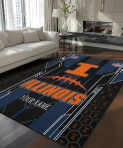 Illinois Fighting Illini Rug - Customized Football Laces Blue