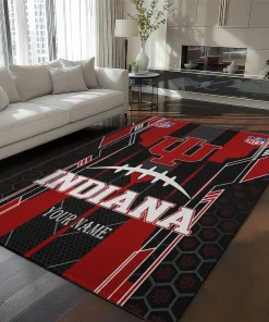 Indiana Hoosiers Rug - Custom Football Laces Red