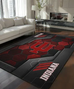 Indiana Hoosiers Rug - Hexagonal Grid Pattern Red