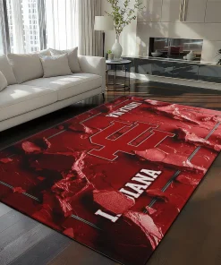 Indiana Hoosiers Rug - Cracked Surface Design Red