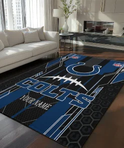Indianapolis Colts Rug - Personalized Football Laces Blue