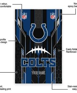 Alternative view of Indianapolis Colts Rug - Personalized Football Laces Blue