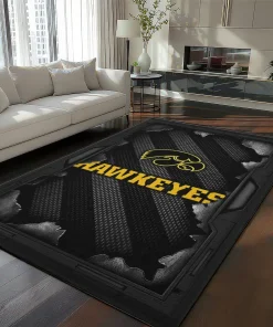 Iowa Hawkeyes Rug - Torn Mesh Black