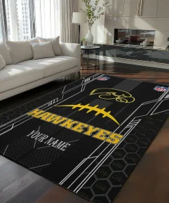 Iowa Hawkeyes Rug - Personalized Football Laces Black