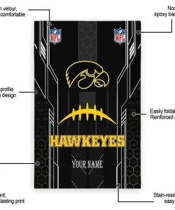 Alternative view of Iowa Hawkeyes Rug - Personalized Football Laces Black