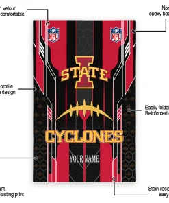 Alternative view of Iowa State Cyclones Rug - Customized Football Laces Red