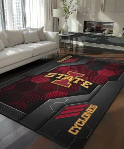 Iowa State Cyclones Rug - Hexagonal Grid Pattern Red