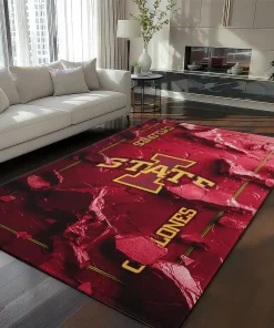 Iowa State Cyclones Rug - Cracked Surface Design Red