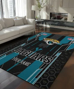 Jacksonville Jaguars Rug - Custom Football Laces Teal