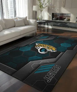 Jacksonville Jaguars Rug - Hexagonal Grid Pattern Teal