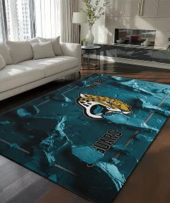 Jacksonville Jaguars Rug - Cracked Surface Design Teal
