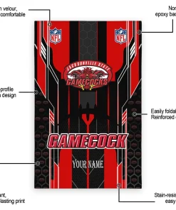 Alternative view of Jacksonville State Gamecocks Rug - Customized Football Laces Red