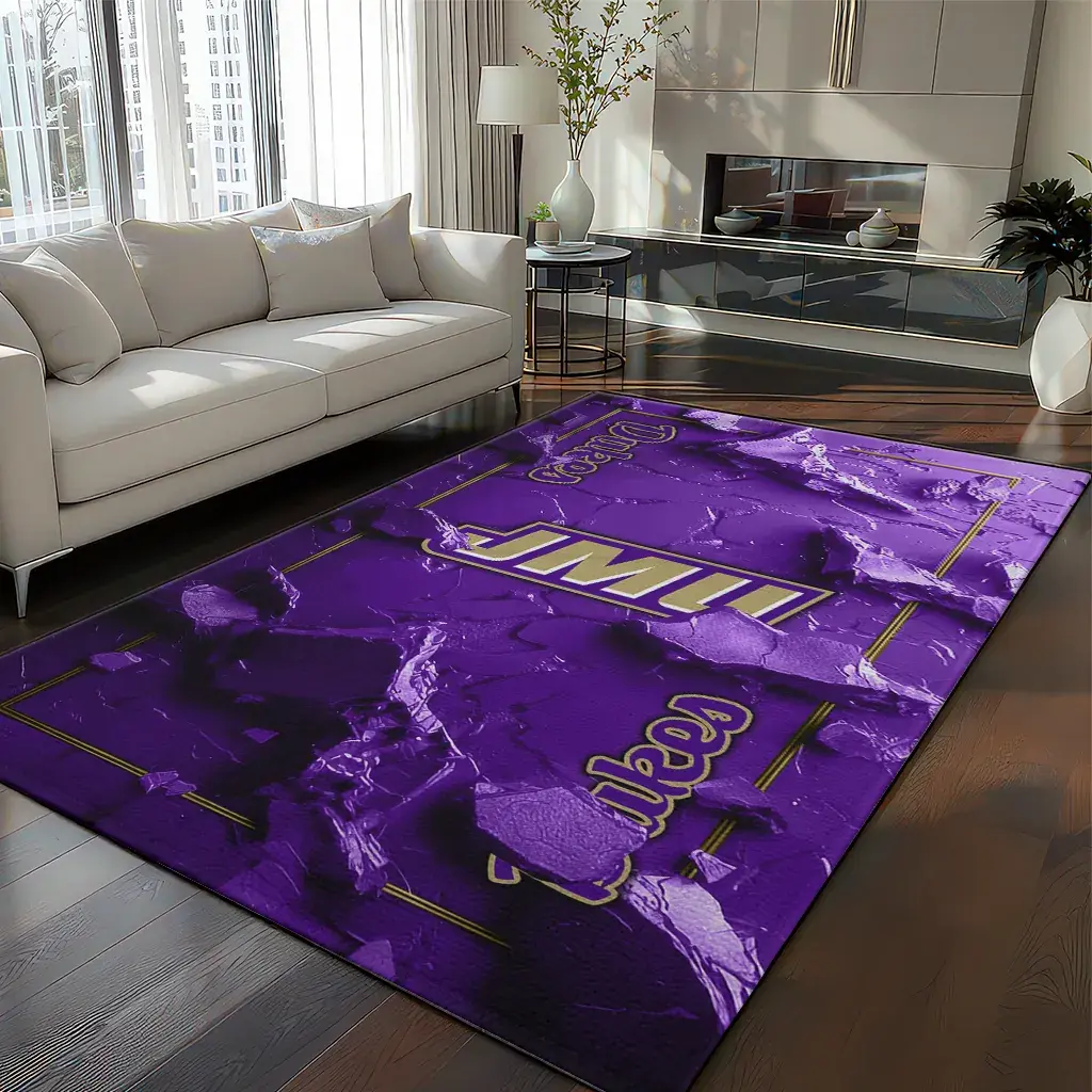 James Madison Dukes Rug - Cracked Surface Design Purple