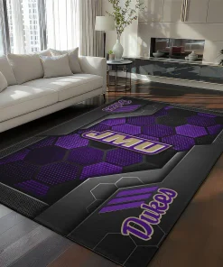James Madison Dukes Rug - Hexagonal Grid Pattern Purple