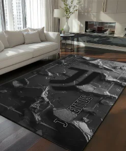 Juventus Rug - Cracked Surface Design Black