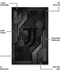 Alternative view of Juventus Rug - Hexagonal Grid Pattern Black