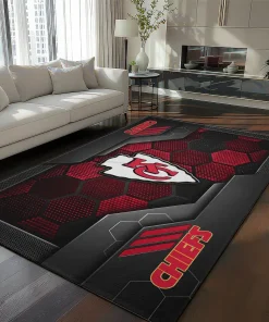 Kansas City Chiefs Rug - Hexagonal Grid Pattern Red