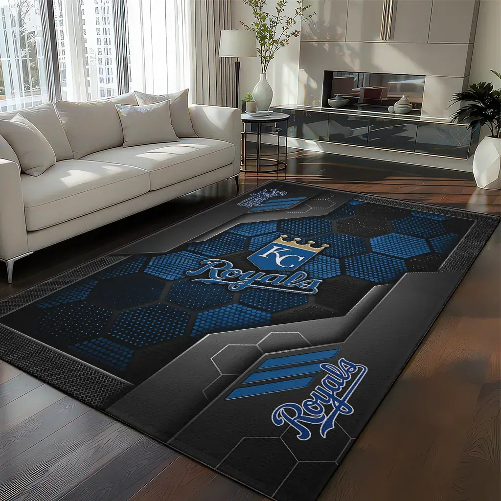 Kansas City Royals Rug - Hexagonal Grid Pattern Royal Blue