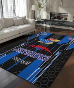 Kansas Jayhawks Rug - Custom Football Laces Blue