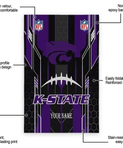 Alternative view of Kansas State Wildcats Rug - Personalized Football Laces Purple