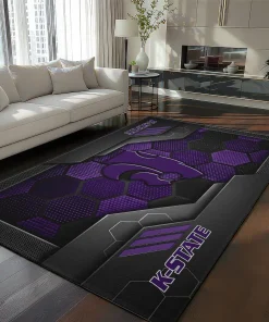 Kansas State Wildcats Rug - Hexagonal Grid Pattern Purple