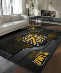 Kennesaw State Owls Rug - Hexagonal Grid Pattern Black
