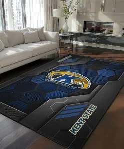 Kent State Golden Flashes Rug - Hexagonal Grid Pattern Navy Blue