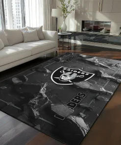 Las Vegas Raiders Rug - Cracked Surface Design Black