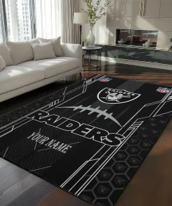 Las Vegas Raiders Rug - Personalized Football Laces Black