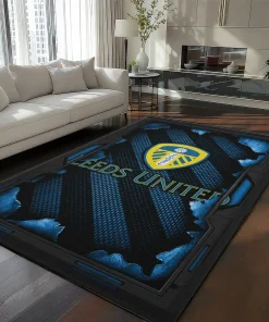 Leeds United Rug - Torn Mesh Blue