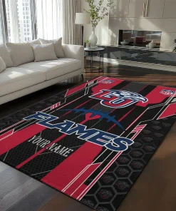 Liberty Flames Rug - Custom Football Laces Red