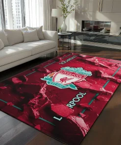 Liverpool Rug - Cracked Surface Design Red