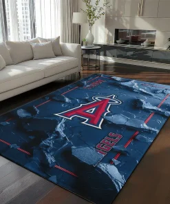 Los Angeles Angels Rug - Cracked Surface Design Blue