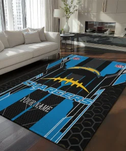 Los Angeles Chargers Rug - Custom Football Laces Blue