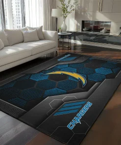 Los Angeles Chargers Rug - Hexagonal Grid Pattern Blue