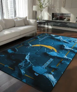 Los Angeles Chargers Rug - Cracked Surface Design Blue