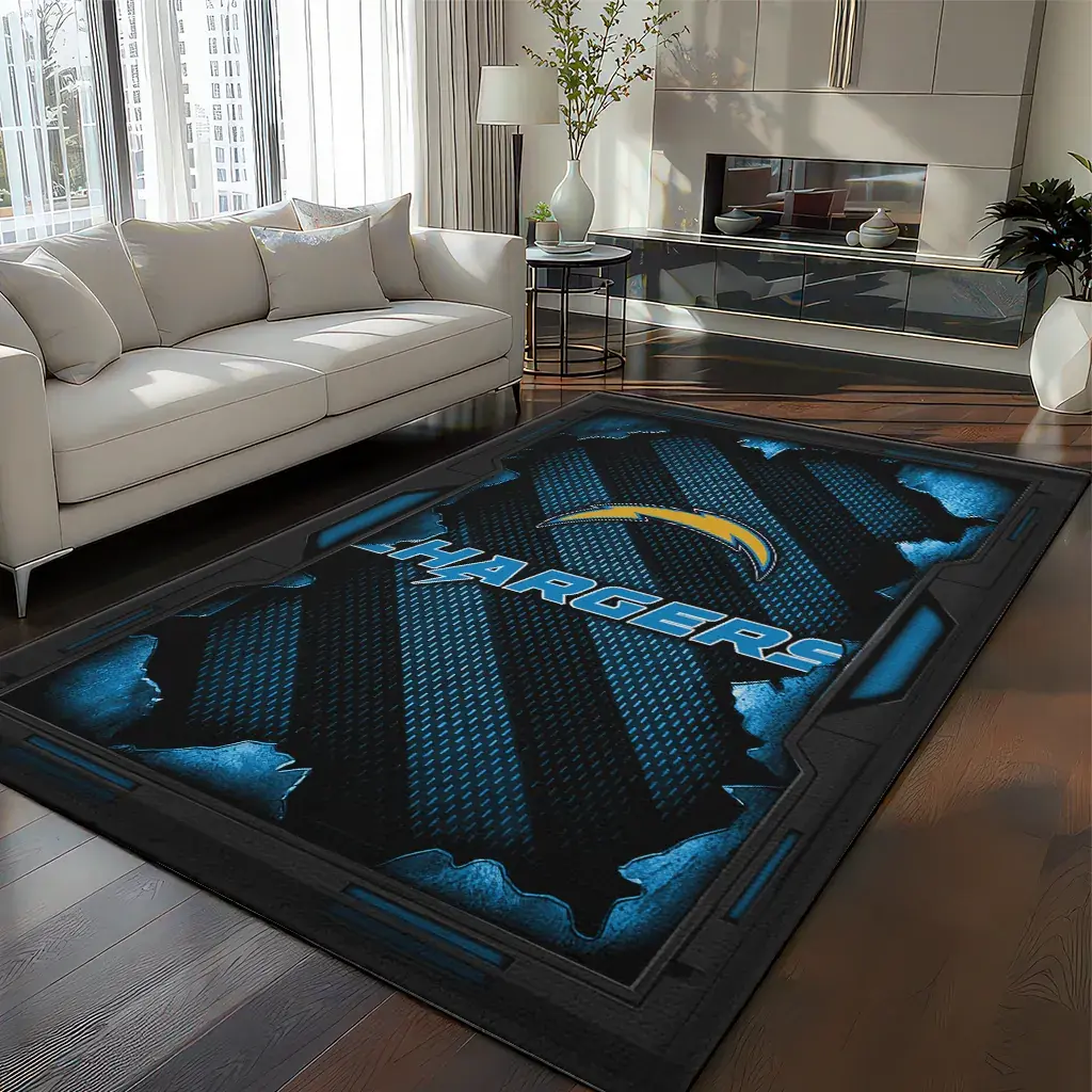 Los Angeles Chargers Rug - Torn Mesh Blue