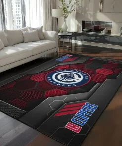 Los Angeles Clippers Rug - Hexagonal Grid Pattern Red