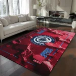 Los Angeles Clippers Rug - Cracked Surface Design Red