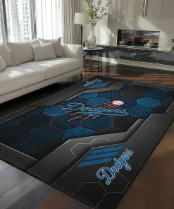 Los Angeles Dodgers Rug - Hexagonal Grid Pattern Blue