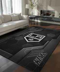 Los Angeles Kings Rug - Hexagonal Grid Pattern Black