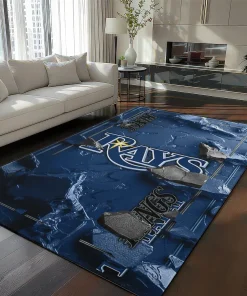 Tampa Bay Rays Rug - Cracked Surface Design Blue