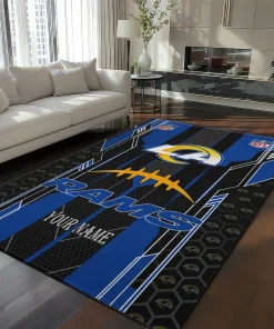 Los Angeles Rams Rug - Customized Football Laces Blue